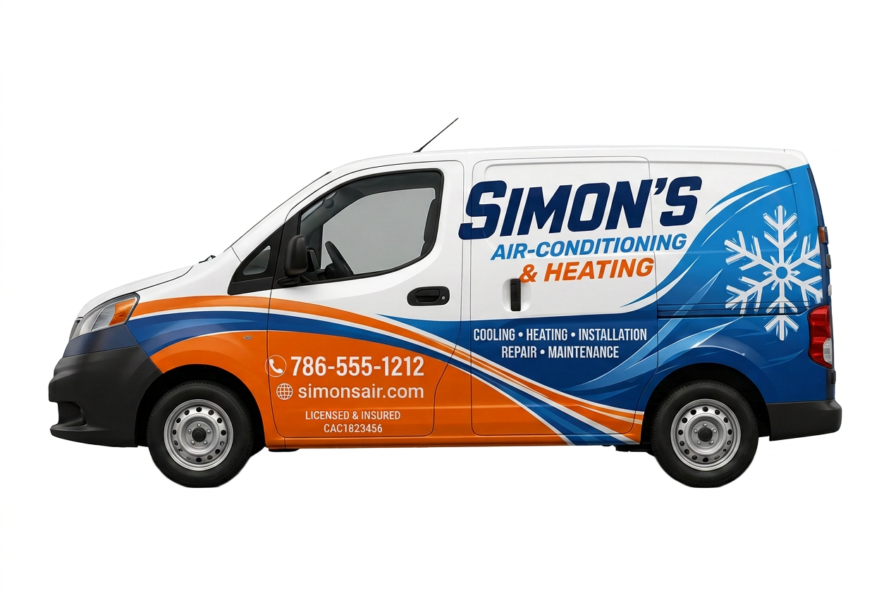 Simon's Air-Conditioning & Heating branded service van